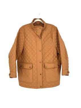 Lands End Quilted Primaloft Jacket Camel Mid-Length Size 1X